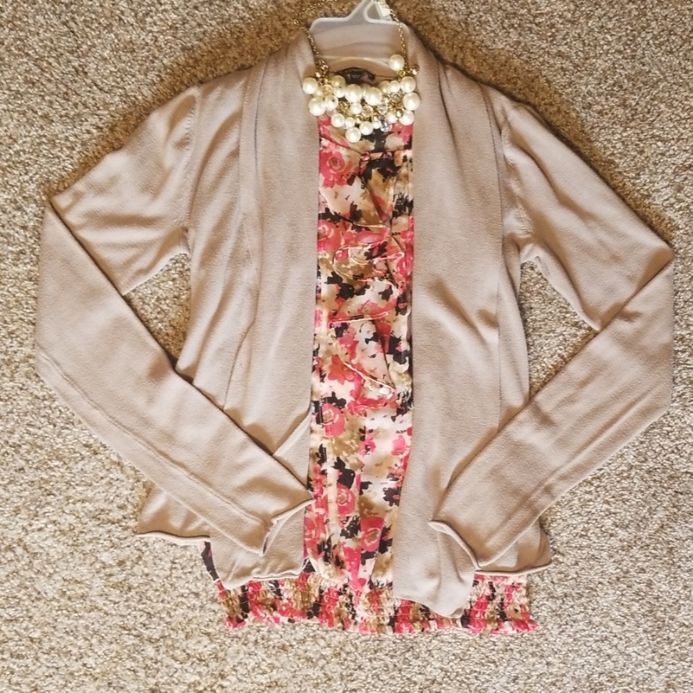Tan Express cardigan sweater